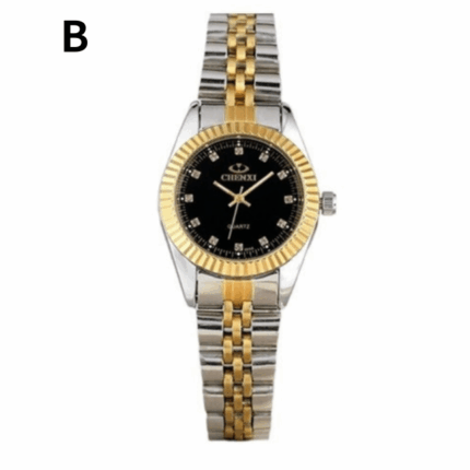 실버 B형 여성 18K GP 블랙 시계판 손목 시계 도금 고급 디자인